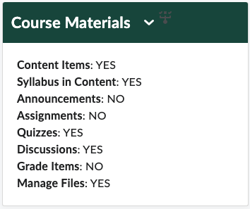 Course materials widget for D2L homepage